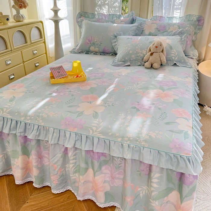 91家纺网 家纺一手货源 找家纺 美达家纺 2025新款全棉纯棉蕾丝小花边单层床裙单品床裙床裙单件 清风烟雨