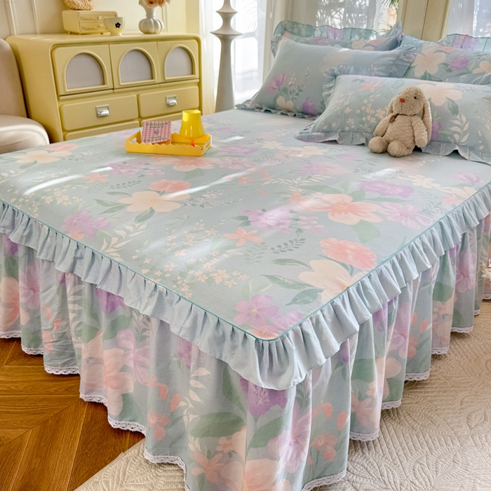 91家纺网 家纺一手货源 找家纺 美达家纺 2025新款全棉纯棉蕾丝小花边单层床裙单品床裙床裙单件 清风烟雨