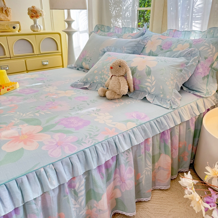 91家纺网 家纺一手货源 找家纺 美达家纺 2025新款全棉纯棉蕾丝小花边单层床裙单品床裙床裙单件 清风烟雨