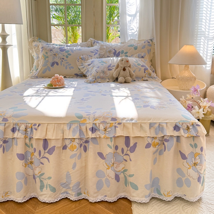 91家纺网 家纺一手货源 找家纺 美达家纺 2025新款全棉纯棉蕾丝小花边单层床裙单品床裙床裙单件 如梦花季