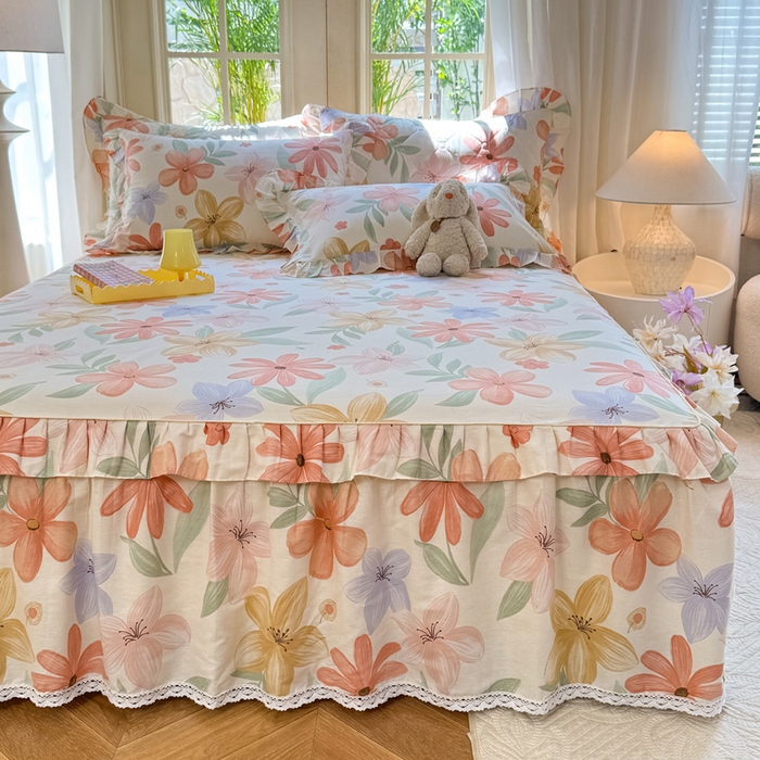 91家纺网 家纺一手货源 找家纺 美达家纺 2025新款全棉纯棉蕾丝小花边单层床裙单品床裙床裙单件 云裳花谷