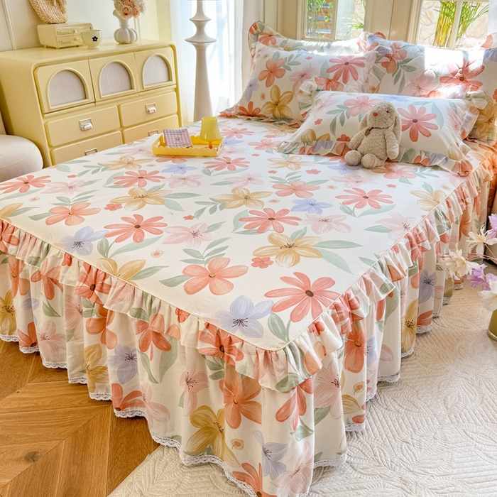 91家纺网 家纺一手货源 找家纺 美达家纺 2025新款全棉纯棉蕾丝小花边单层床裙单品床裙床裙单件 云裳花谷