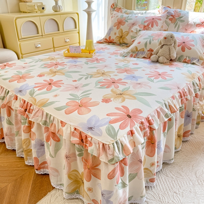 91家纺网 家纺一手货源 找家纺 美达家纺 2025新款全棉纯棉蕾丝小花边单层床裙单品床裙床裙单件 云裳花谷