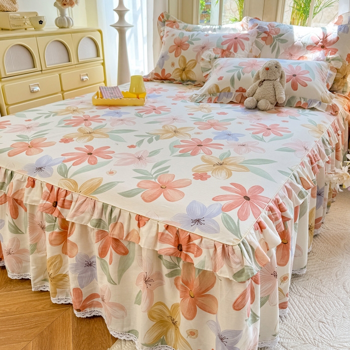 91家纺网 家纺一手货源 找家纺 美达家纺 2025新款全棉纯棉蕾丝小花边单层床裙单品床裙床裙单件 云裳花谷