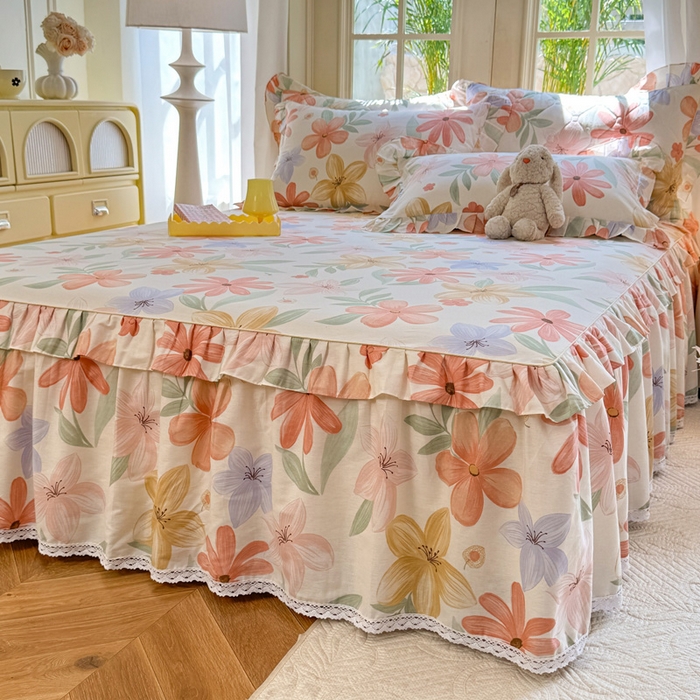 91家纺网 家纺一手货源 找家纺 美达家纺 2025新款全棉纯棉蕾丝小花边单层床裙单品床裙床裙单件 云裳花谷