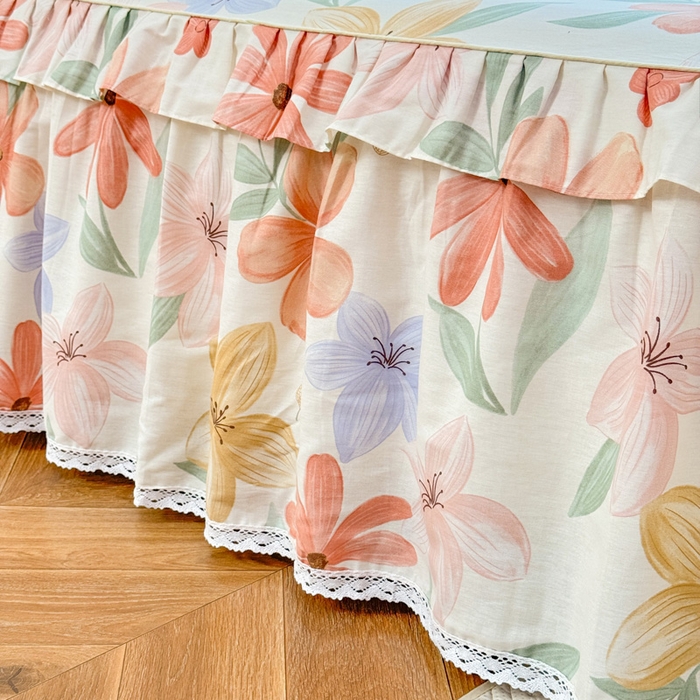 91家纺网 家纺一手货源 找家纺 美达家纺 2025新款全棉纯棉蕾丝小花边单层床裙单品床裙床裙单件 云裳花谷