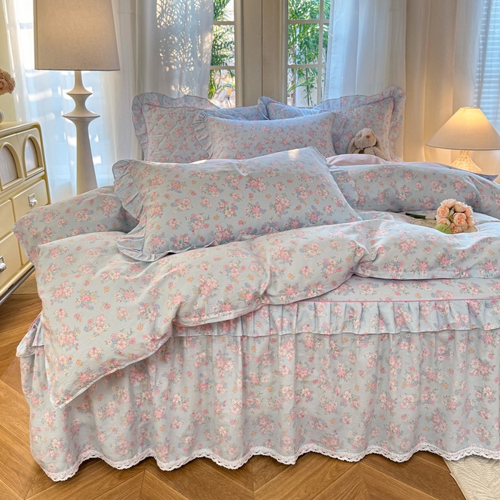 91家纺网 家纺一手货源 找家纺 （总）美达家纺 2025新款全棉纯棉蕾丝小花边单层床裙四件套