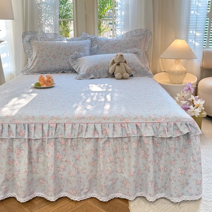 91家纺网 家纺一手货源 找家纺 （总）美达家纺 2025新款全棉纯棉蕾丝小花边单层床裙四件套