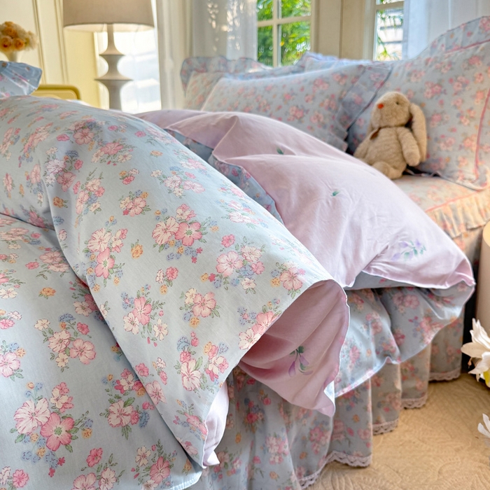 91家纺网 家纺一手货源 找家纺 （总）美达家纺 2025新款全棉纯棉蕾丝小花边单层床裙四件套