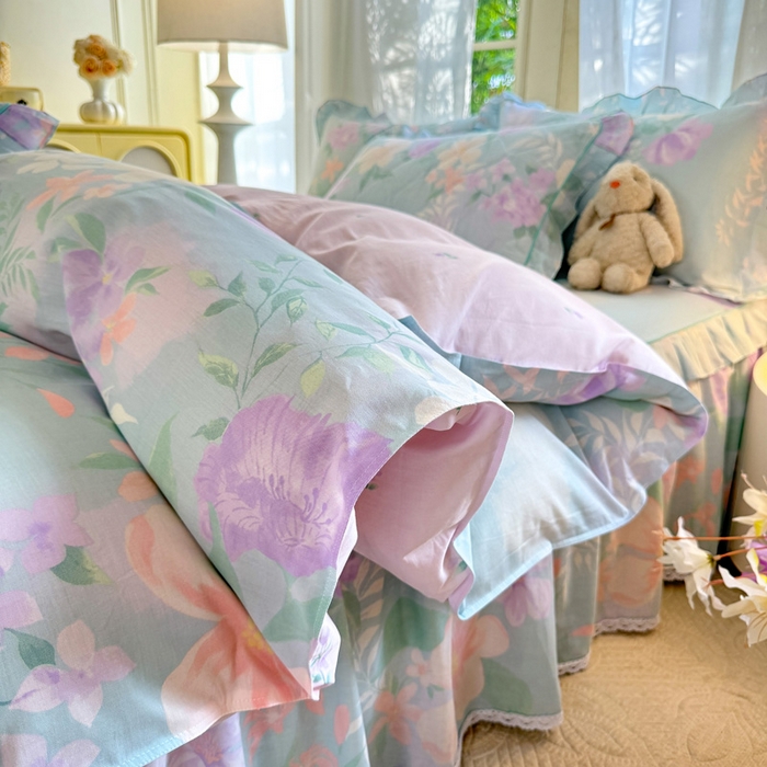 91家纺网 家纺一手货源 找家纺 （总）美达家纺 2025新款全棉纯棉蕾丝小花边单层床裙四件套