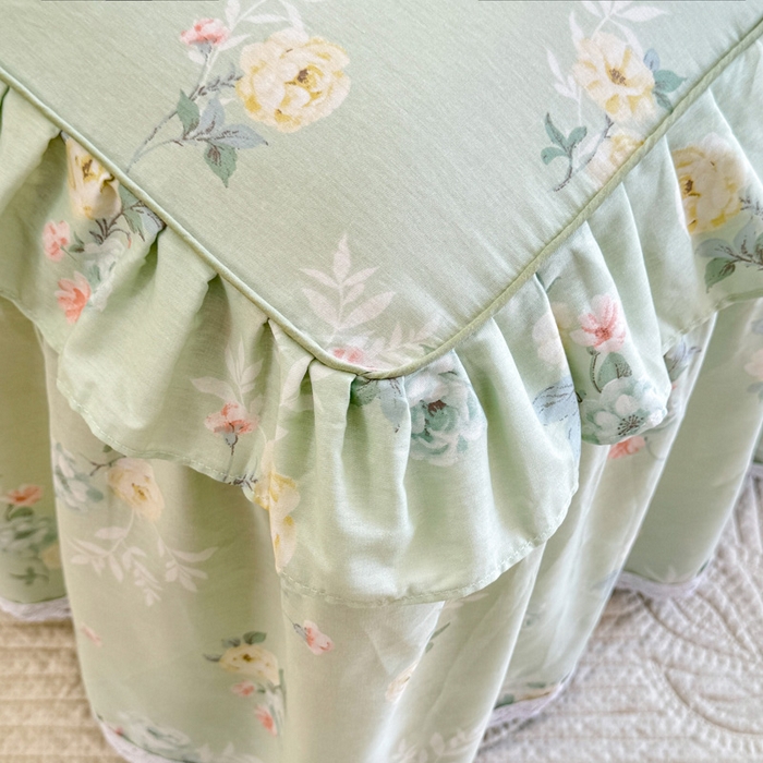 91家纺网 家纺一手货源 找家纺 美达家纺 2025新款全棉纯棉蕾丝小花边单层床裙四件套 千羽花信