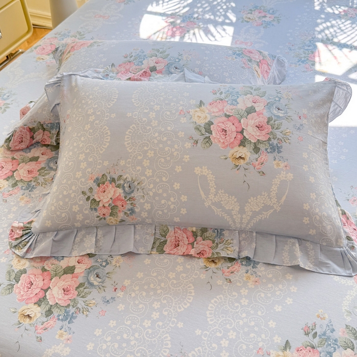 91家纺网 家纺一手货源 找家纺 美达家纺 2025新款全棉纯棉蕾丝小花边单层床裙四件套 轻柔漫漫