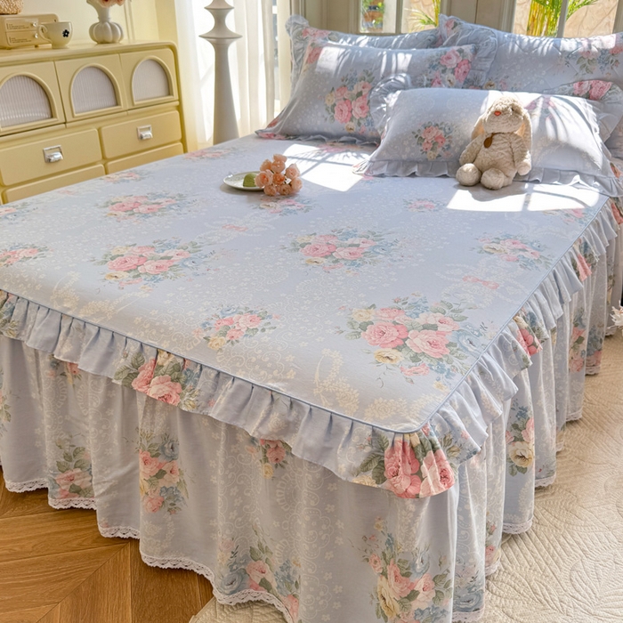 91家纺网 家纺一手货源 找家纺 美达家纺 2025新款全棉纯棉蕾丝小花边单层床裙四件套 轻柔漫漫