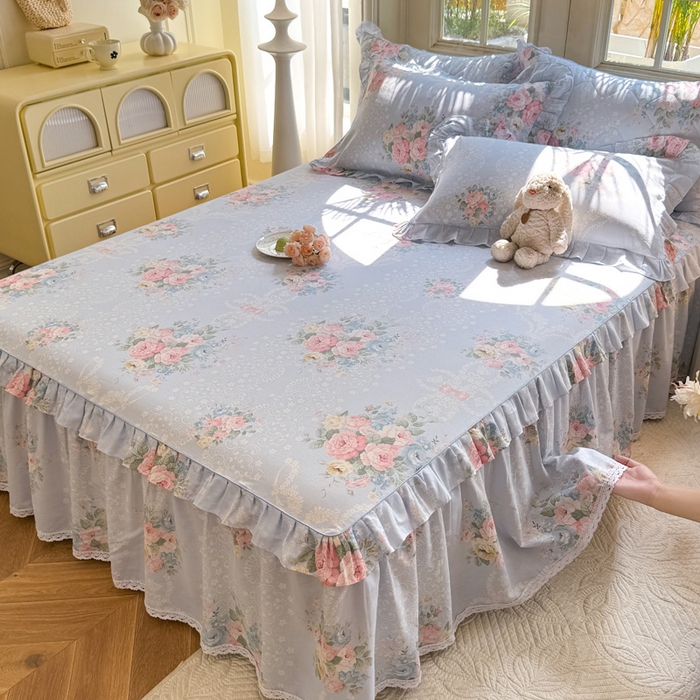 91家纺网 家纺一手货源 找家纺 美达家纺 2025新款全棉纯棉蕾丝小花边单层床裙四件套 轻柔漫漫