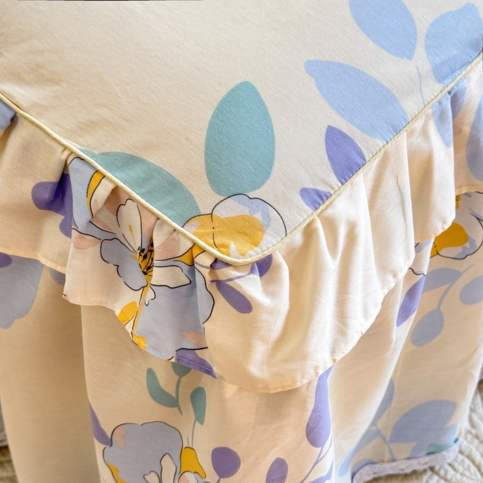 91家纺网 家纺一手货源 找家纺 美达家纺 2025新款全棉纯棉蕾丝小花边单层床裙四件套 如梦花季