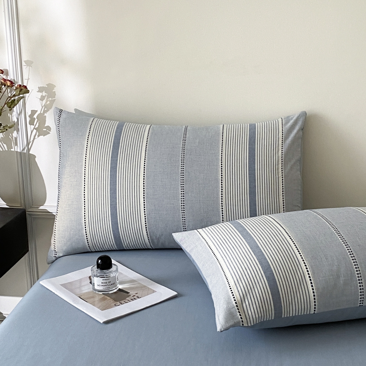 91家纺网 家纺一手货源 找家纺 ab家纺 2025新款全棉色织提花四件套 瑞拉-蓝