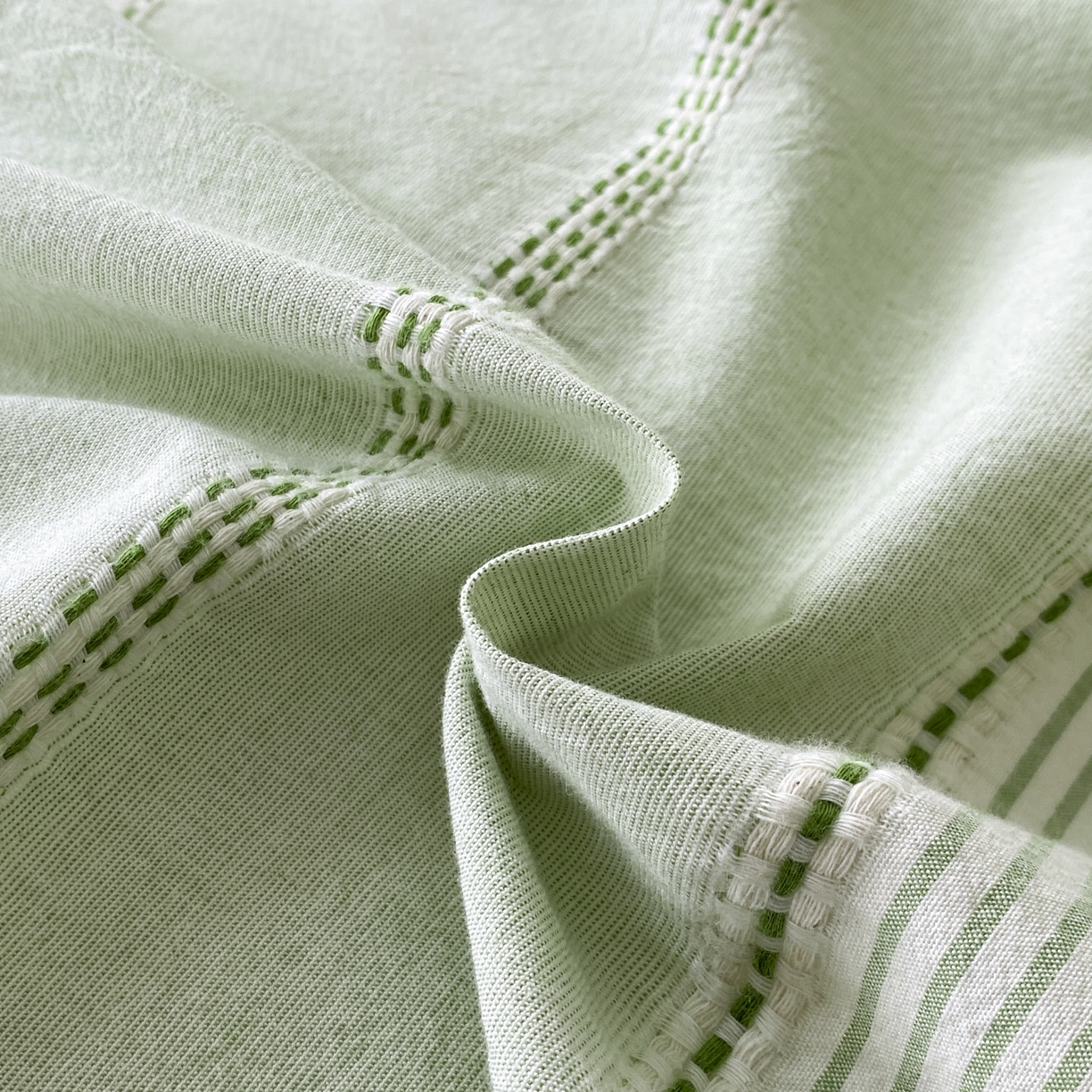 91家纺网 家纺一手货源 找家纺 ab家纺 2025新款全棉色织提花四件套 瑞拉-绿