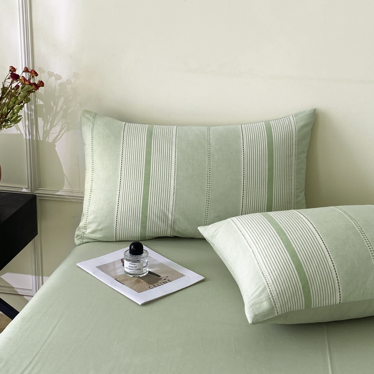 91家纺网 家纺一手货源 找家纺 ab家纺 2025新款全棉色织提花四件套 瑞拉-绿