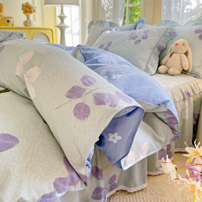 美达家纺 2025新款全棉纯棉蕾丝小花边单层床裙四件套 瑶芳