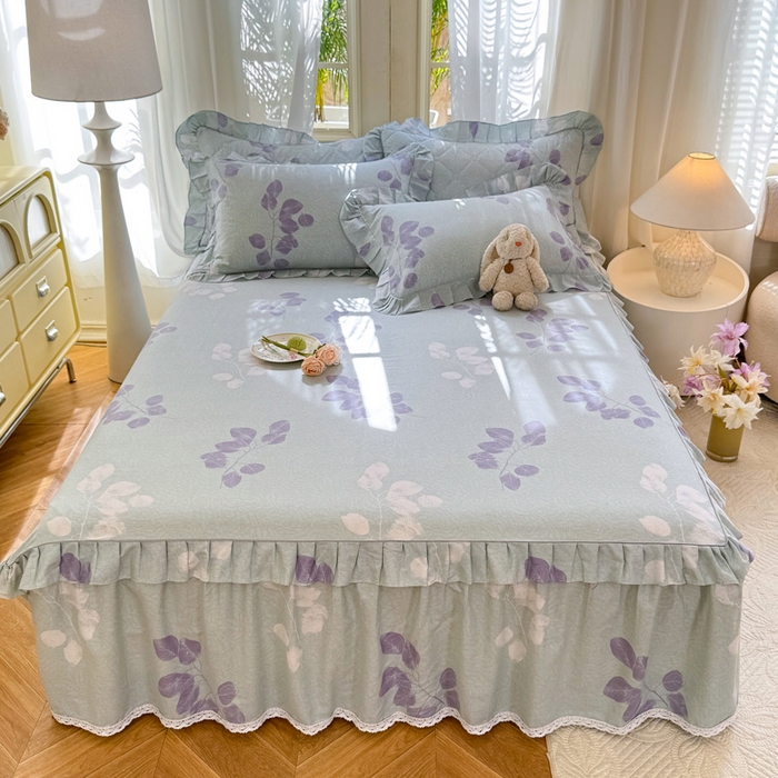 91家纺网 家纺一手货源 找家纺 美达家纺 2025新款全棉纯棉蕾丝小花边单层床裙四件套 瑶芳