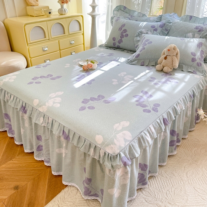 91家纺网 家纺一手货源 找家纺 美达家纺 2025新款全棉纯棉蕾丝小花边单层床裙四件套 瑶芳