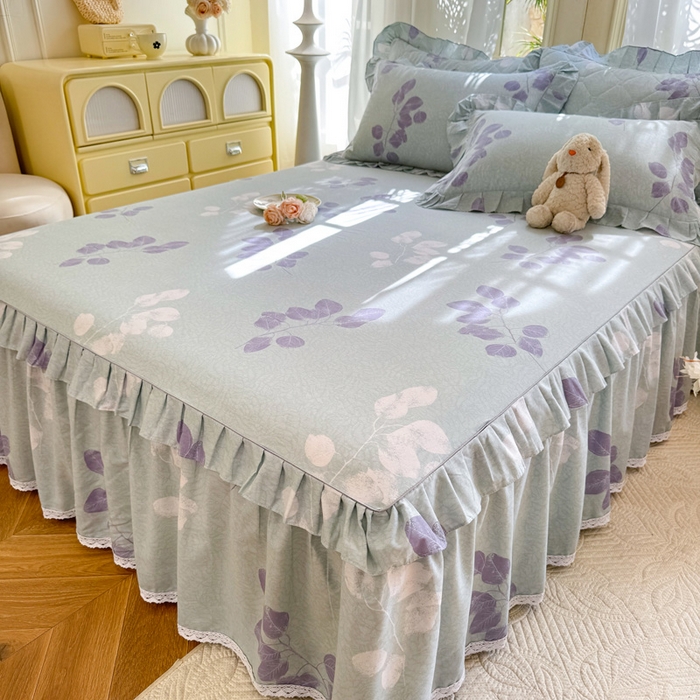 91家纺网 家纺一手货源 找家纺 美达家纺 2025新款全棉纯棉蕾丝小花边单层床裙四件套 瑶芳