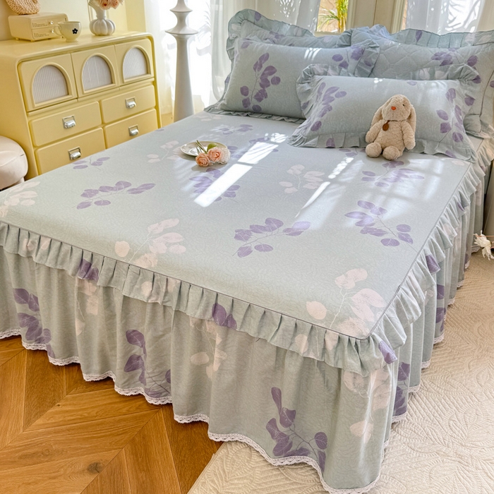 91家纺网 家纺一手货源 找家纺 美达家纺 2025新款全棉纯棉蕾丝小花边单层床裙四件套 瑶芳