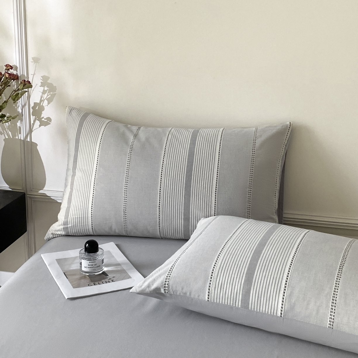 91家纺网 家纺一手货源 找家纺 ab家纺 2025新款全棉色织提花四件套 瑞拉-浅灰