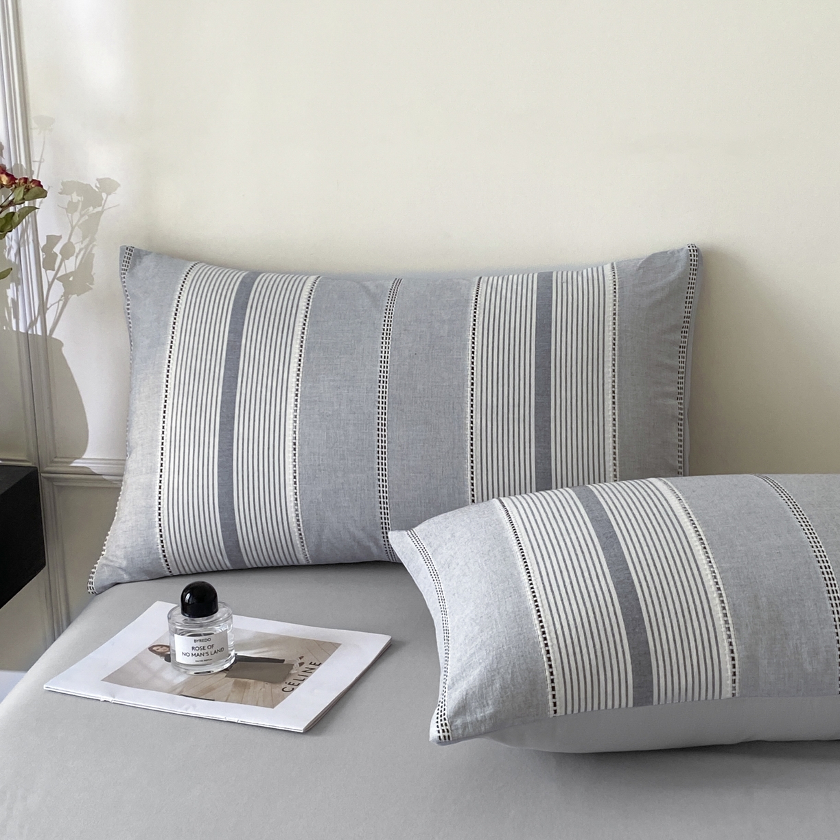 91家纺网 家纺一手货源 找家纺 ab家纺 2025新款全棉色织提花四件套 瑞拉-深灰