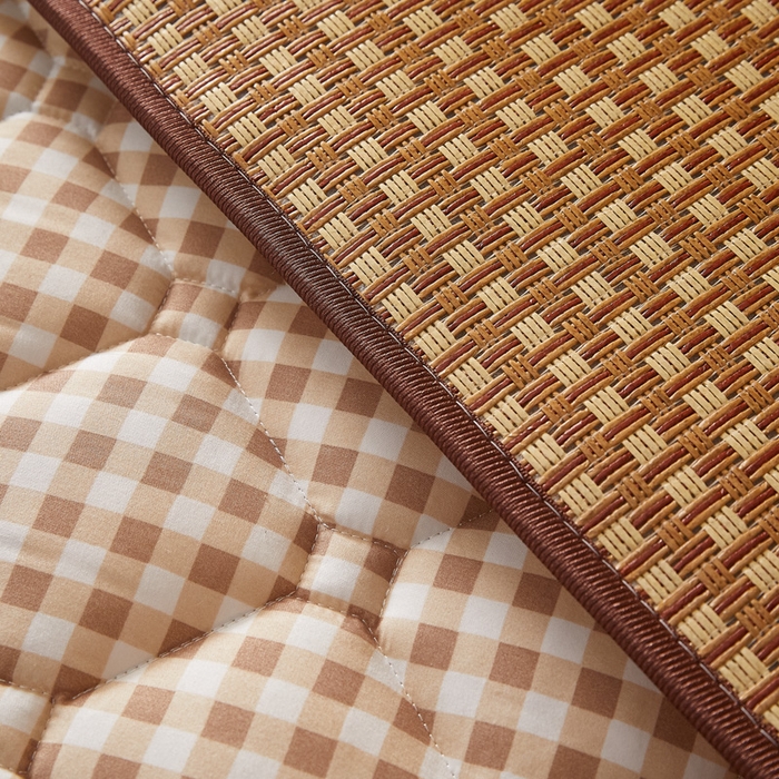 91家纺网 家纺一手货源 找家纺 卡派 2025新款双面可用 冰藤夹棉床褥-大床款 冰藤床褥—咖小格（玉米粒）