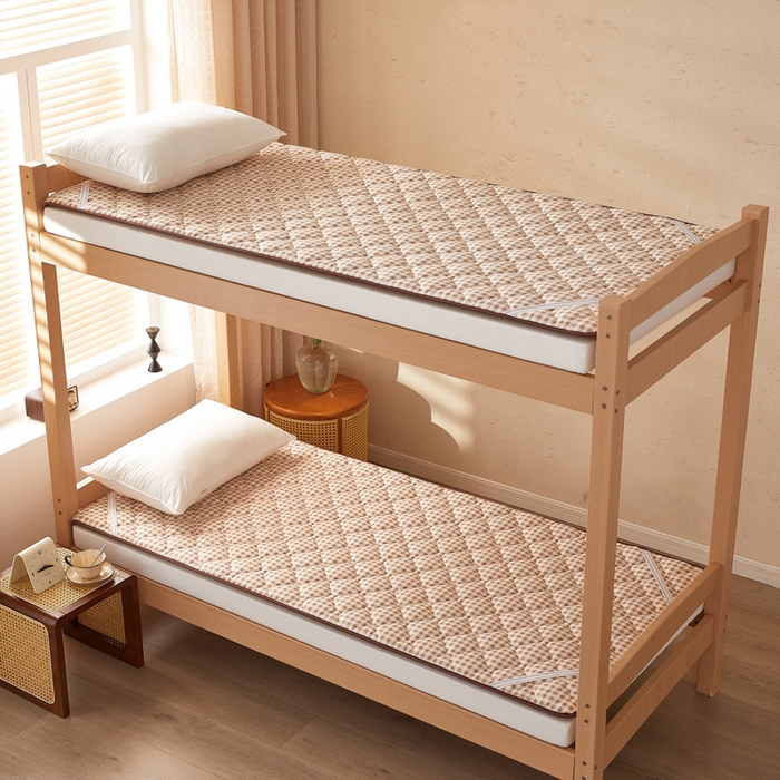 91家纺网 家纺一手货源 找家纺 迪乐妮 2025新款双面可用 冰藤夹棉床褥-单人床款 冰藤床褥-咖小格（玉米粒）