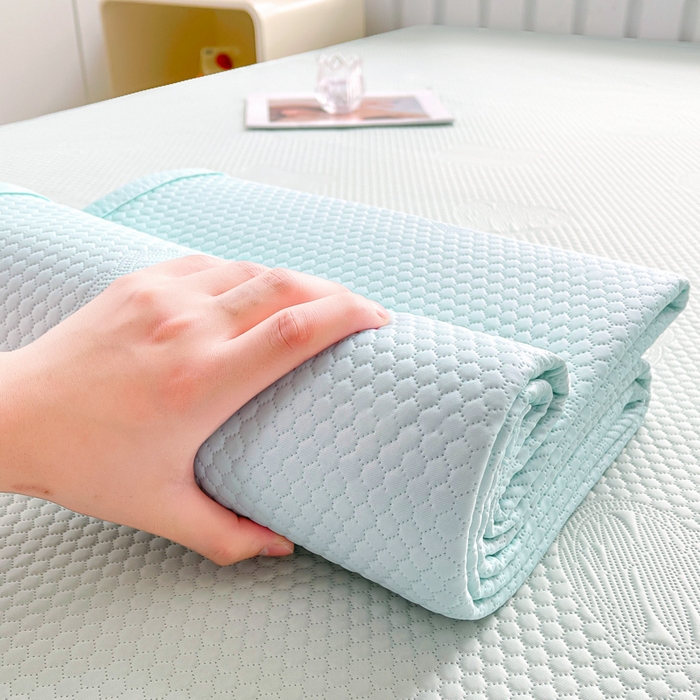 91家纺网 家纺一手货源 找家纺 迪乐妮 2025新款小冰熊豆豆席-单人床款 天空蓝