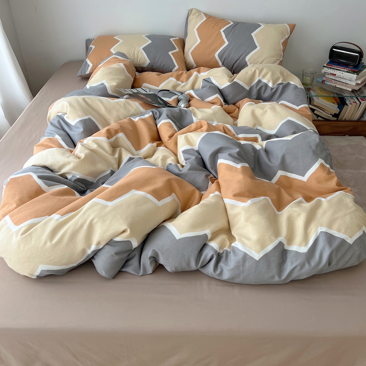 91家纺网 家纺一手货源 找家纺 雅居纺家纺 2025春夏新款全棉纯棉印花四件套 水波纹