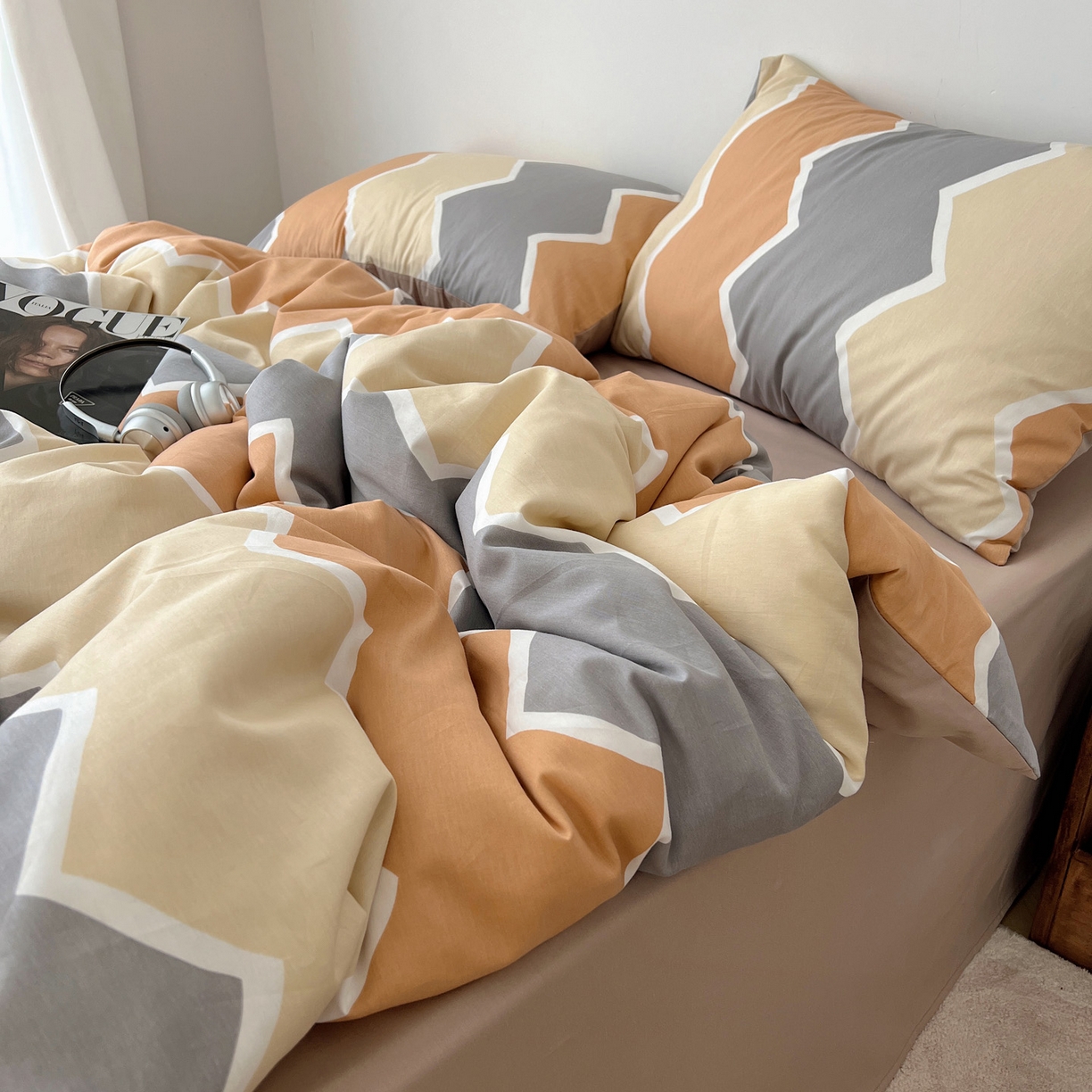 91家纺网 家纺一手货源 找家纺 雅居纺家纺 2025春夏新款全棉纯棉印花四件套 水波纹