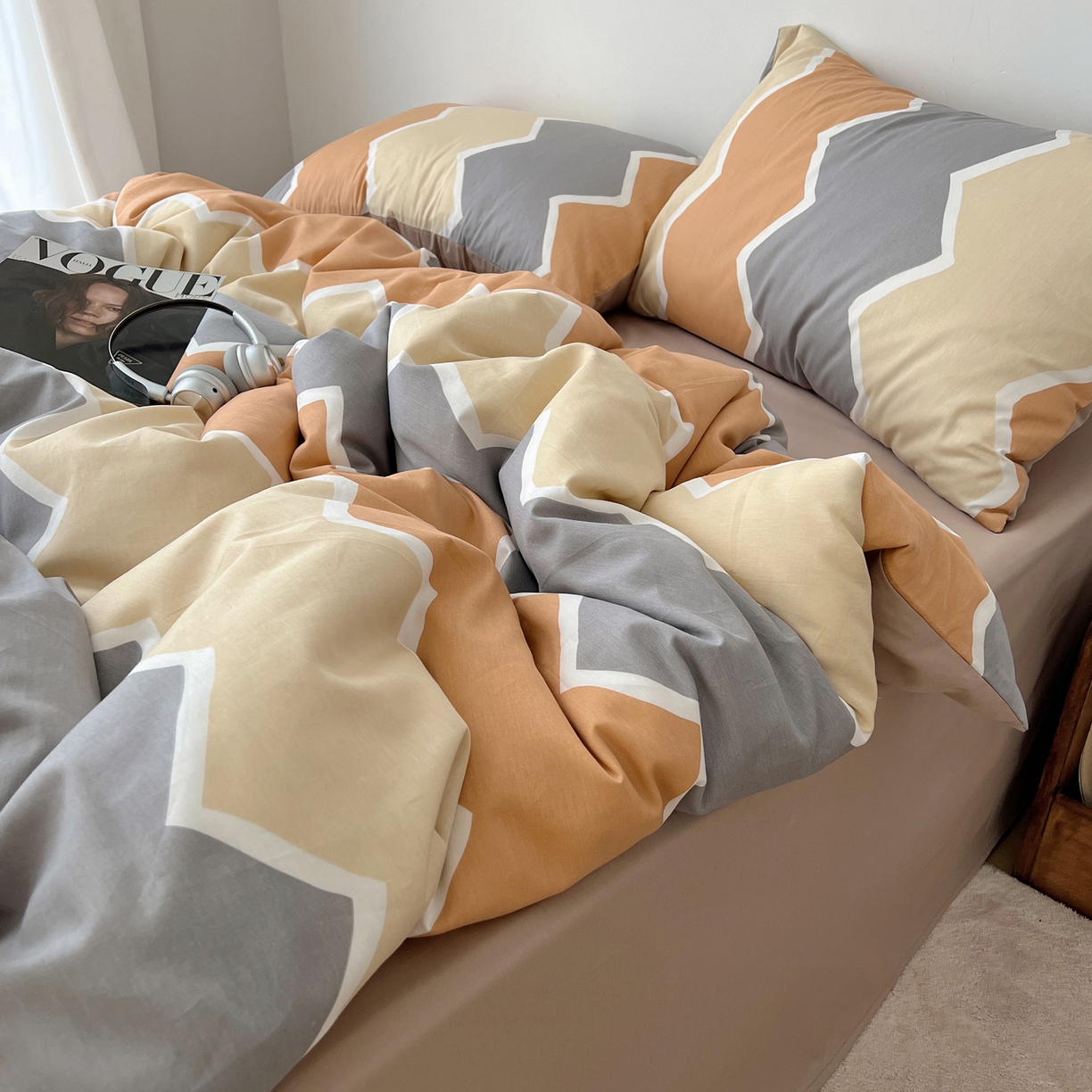 91家纺网 家纺一手货源 找家纺 雅居纺家纺 2025春夏新款全棉纯棉印花四件套 水波纹