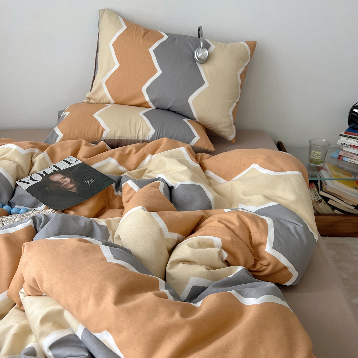 91家纺网 家纺一手货源 找家纺 雅居纺家纺 2025春夏新款全棉纯棉印花四件套 水波纹