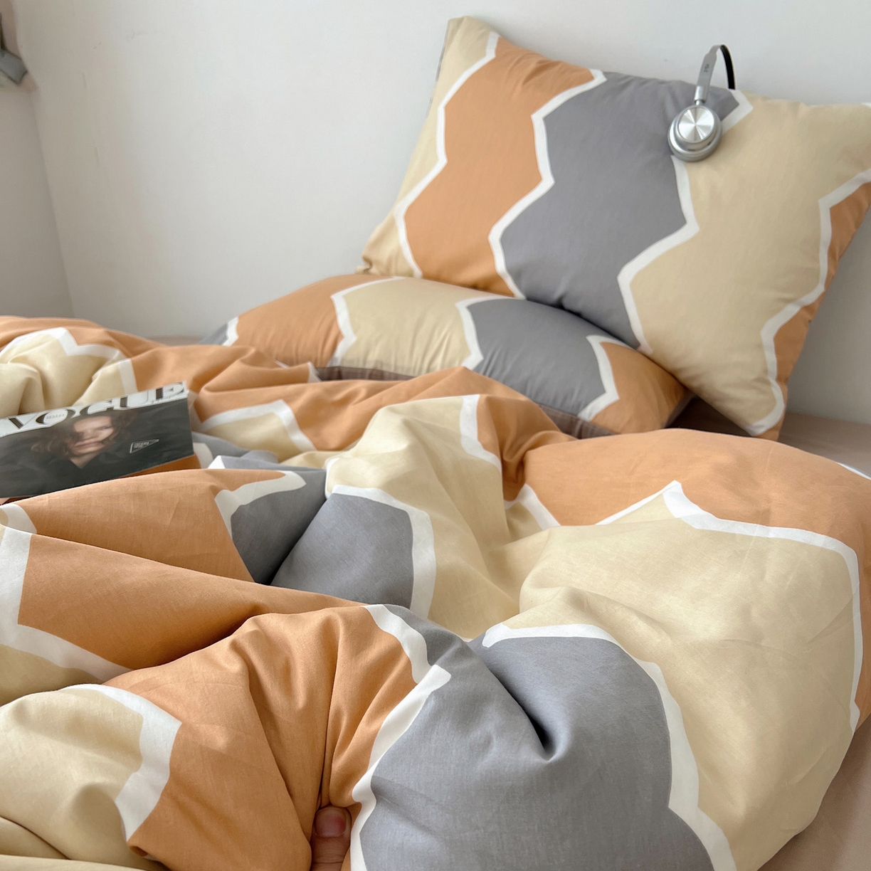 91家纺网 家纺一手货源 找家纺 雅居纺家纺 2025春夏新款全棉纯棉印花四件套 水波纹