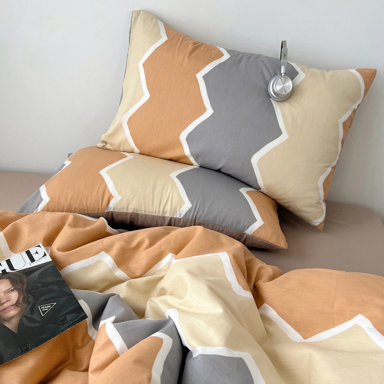 91家纺网 家纺一手货源 找家纺 雅居纺家纺 2025春夏新款全棉纯棉印花四件套 水波纹