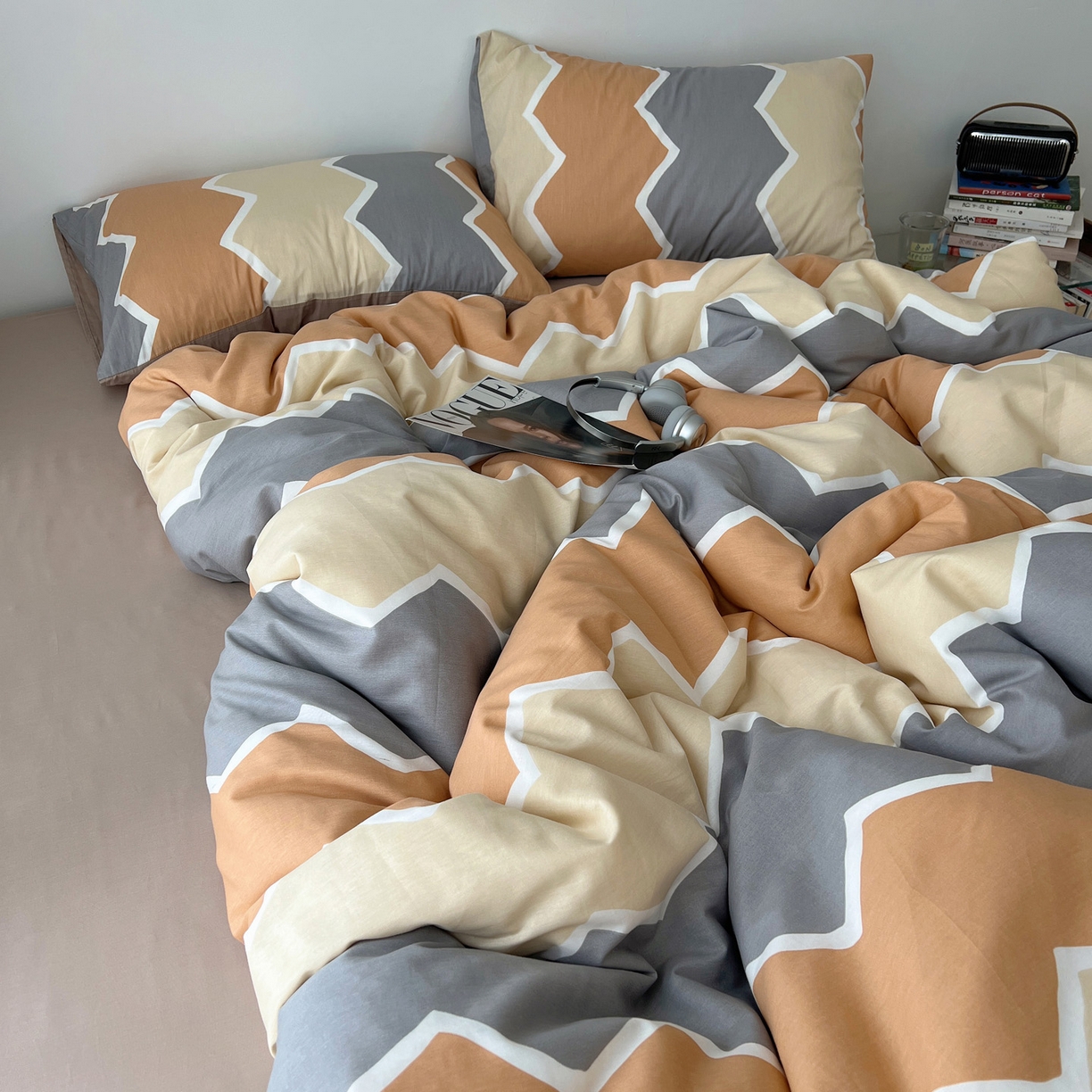 91家纺网 家纺一手货源 找家纺 雅居纺家纺 2025春夏新款全棉纯棉印花四件套 水波纹