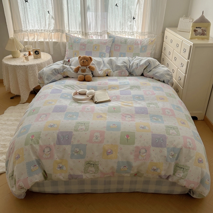 91家纺网 家纺一手货源 找家纺 雅居纺家纺 2025春夏新款全棉纯棉印花四件套 高西地狗狗