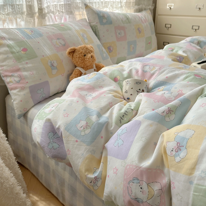 91家纺网 家纺一手货源 找家纺 雅居纺家纺 2025春夏新款全棉纯棉印花四件套 高西地狗狗