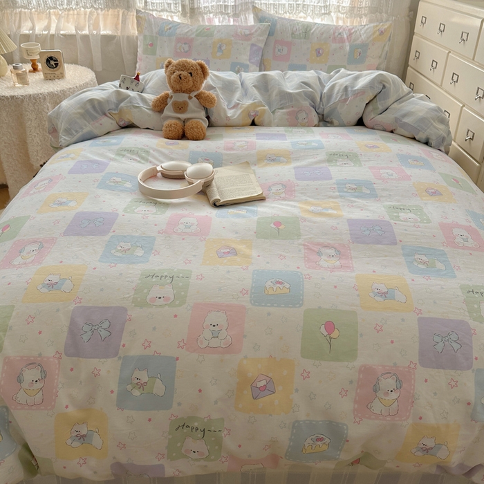 91家纺网 家纺一手货源 找家纺 雅居纺家纺 2025春夏新款全棉纯棉印花四件套 高西地狗狗