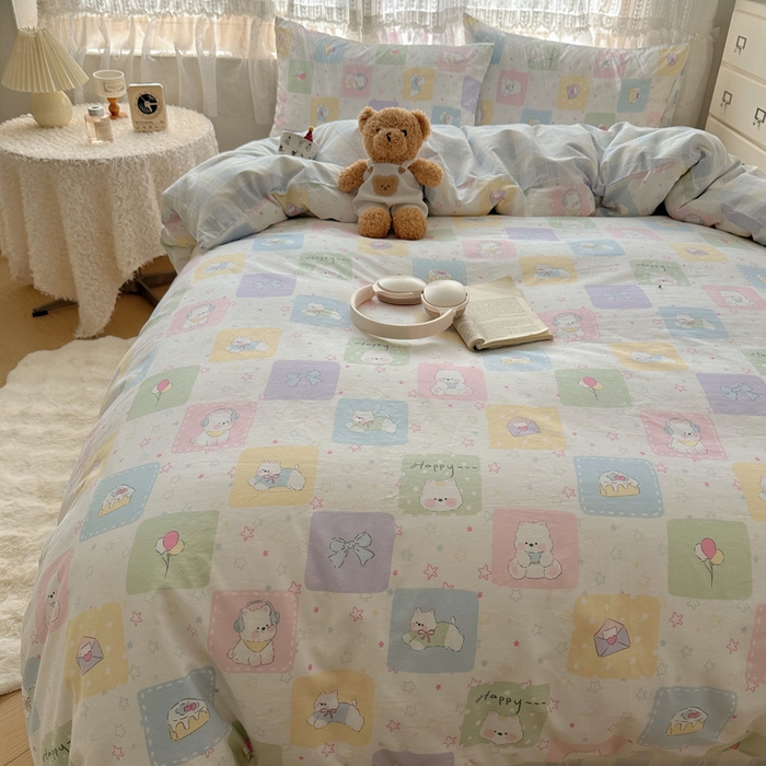 91家纺网 家纺一手货源 找家纺 雅居纺家纺 2025春夏新款全棉纯棉印花四件套 高西地狗狗