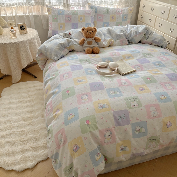 91家纺网 家纺一手货源 找家纺 雅居纺家纺 2025春夏新款全棉纯棉印花四件套 高西地狗狗