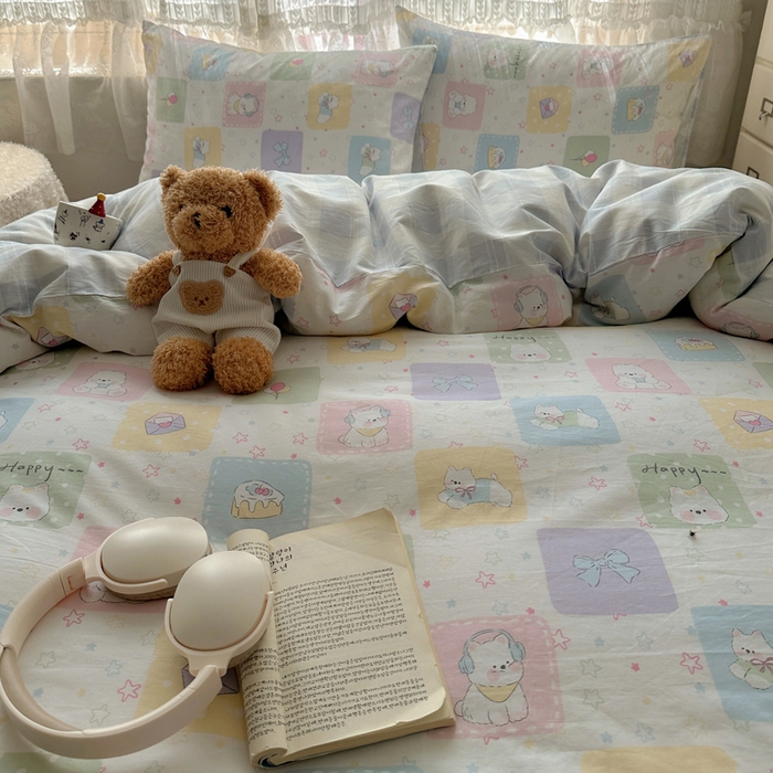 91家纺网 家纺一手货源 找家纺 雅居纺家纺 2025春夏新款全棉纯棉印花四件套 高西地狗狗