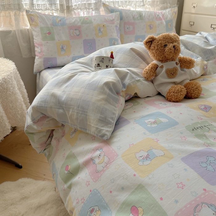 91家纺网 家纺一手货源 找家纺 雅居纺家纺 2025春夏新款全棉纯棉印花四件套 高西地狗狗