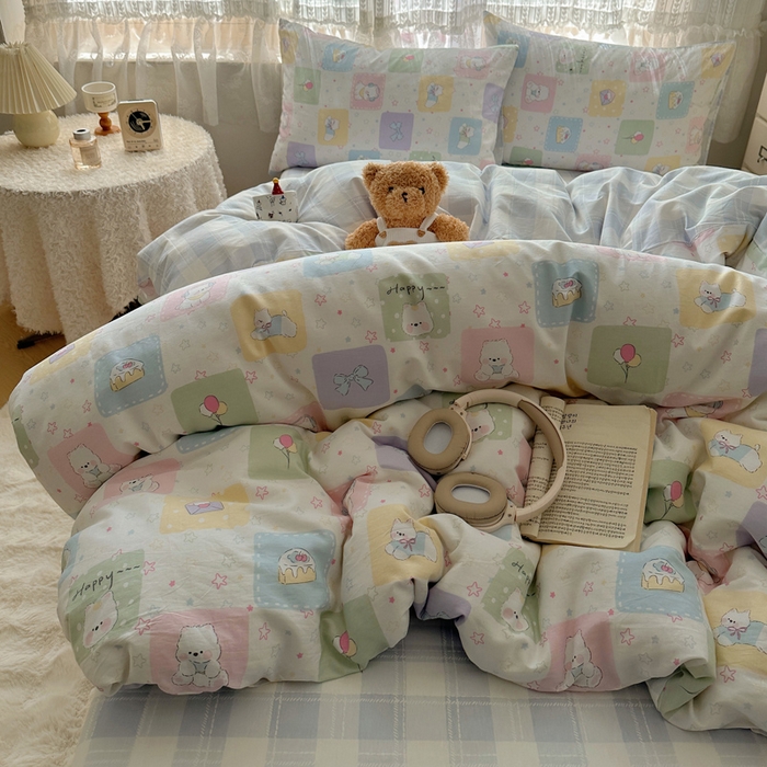 91家纺网 家纺一手货源 找家纺 雅居纺家纺 2025春夏新款全棉纯棉印花四件套 高西地狗狗