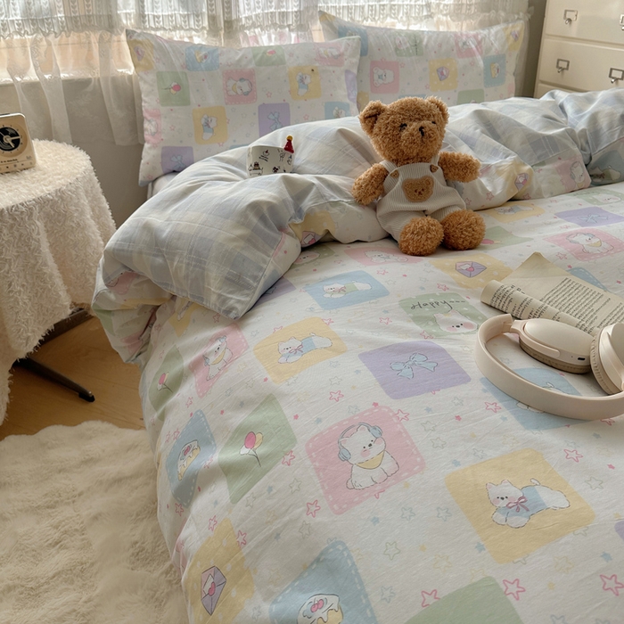 91家纺网 家纺一手货源 找家纺 雅居纺家纺 2025春夏新款全棉纯棉印花四件套 高西地狗狗