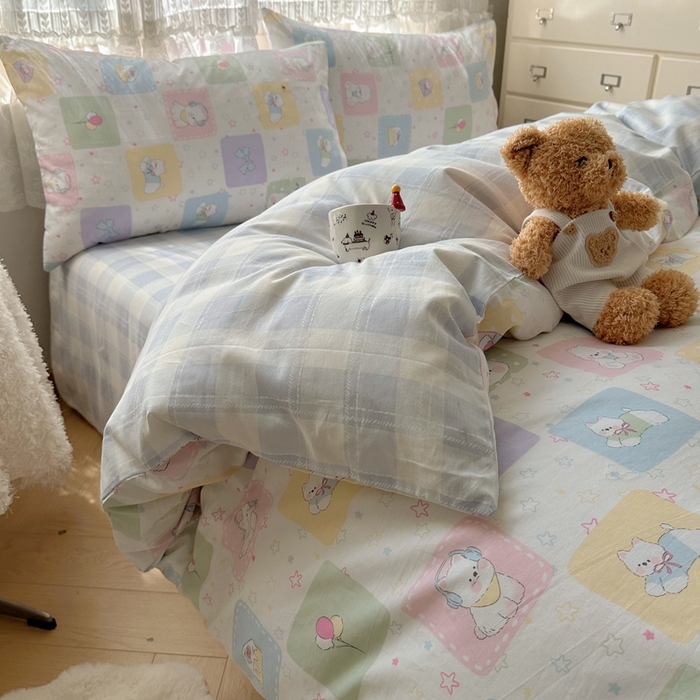 91家纺网 家纺一手货源 找家纺 雅居纺家纺 2025春夏新款全棉纯棉印花四件套 高西地狗狗