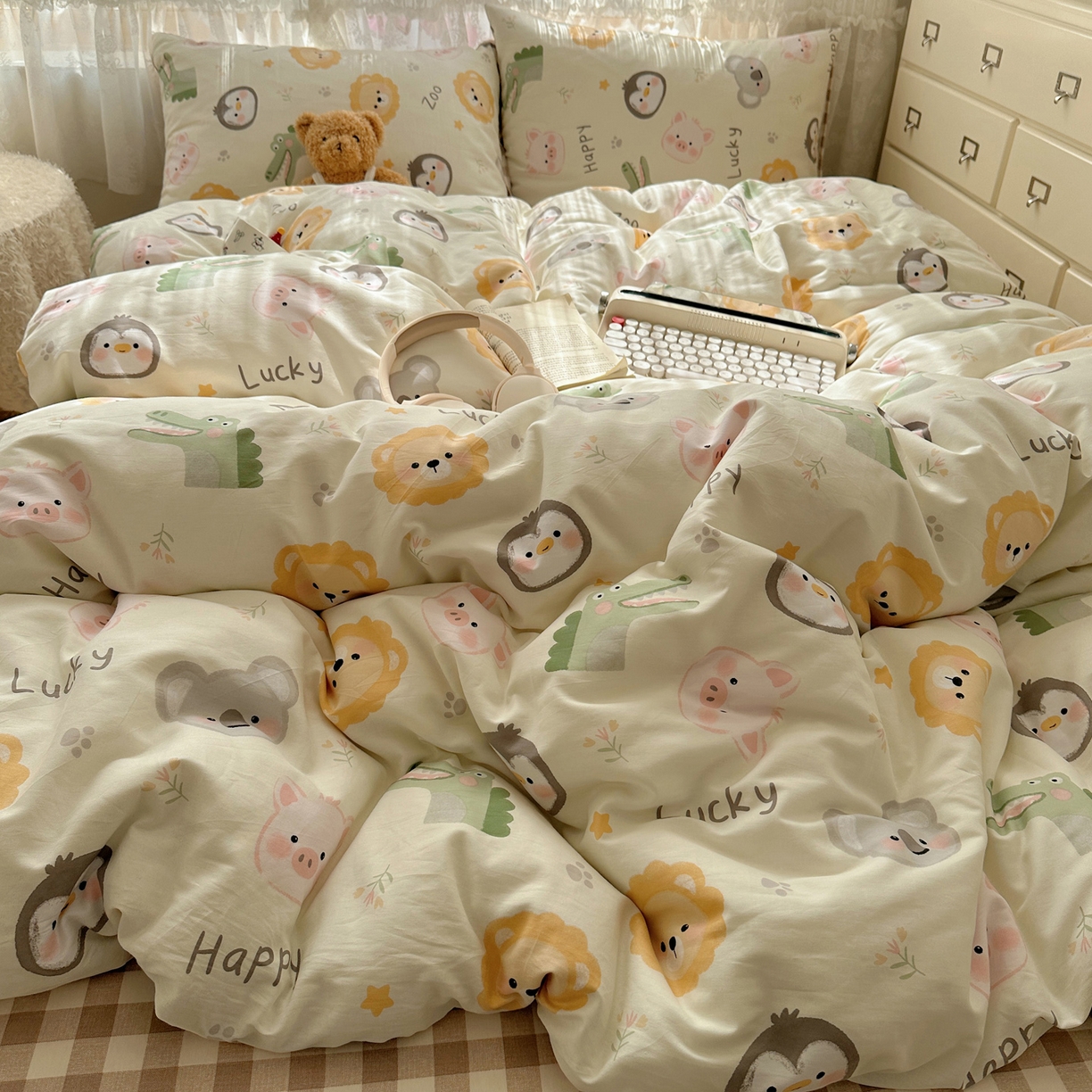 雅居纺家纺 2025春夏新款全棉纯棉印花四件套 乐园